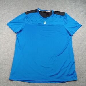 Spyder‎ Shirt Mens 2XL Blue Active Colorblock Short Sleeve Athletic Top Gym
